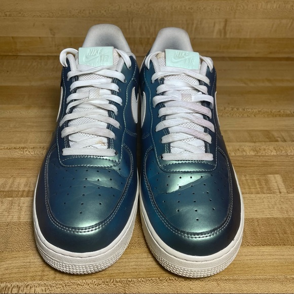 Nike Air Force 1 Fresh Mint 823511-301 Iridescent Metallic Shoes '07 LV1 Size 10 - Picture 3 of 7